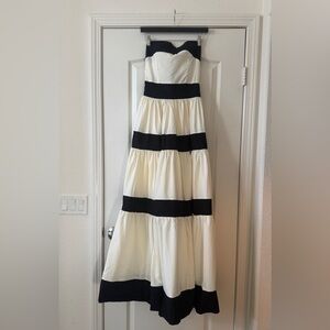 Valery White Striped Bowknot Maxi Dress